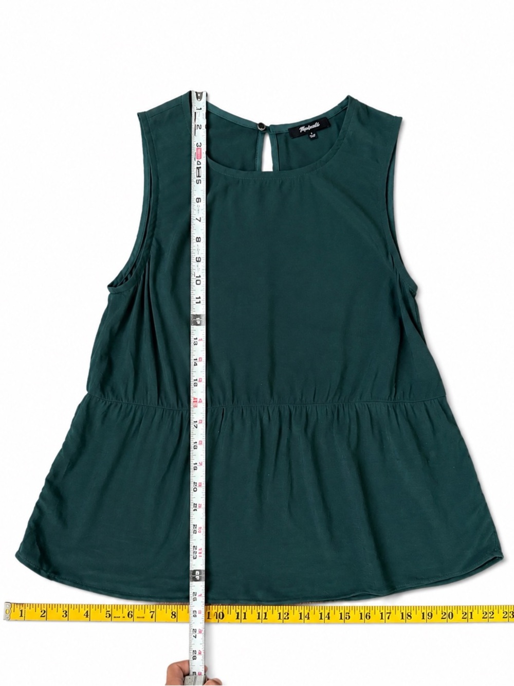 Madewell Women’s Small Dark Green Sleeveless Peplum Blouse Top - Picture 4 of 6